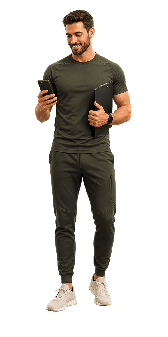 Fitness coach preparing a clear support message
